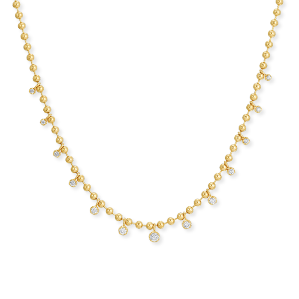 14K Bezel Diamond Shaker Necklace