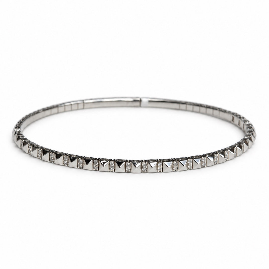 14K Diamond Pyramid Flex Bangle