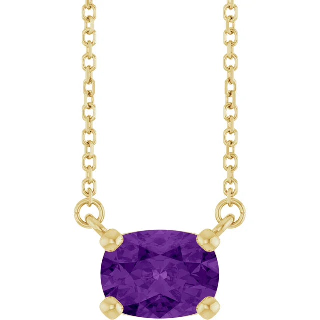 14KY Elongated Cushion Pendant Necklace