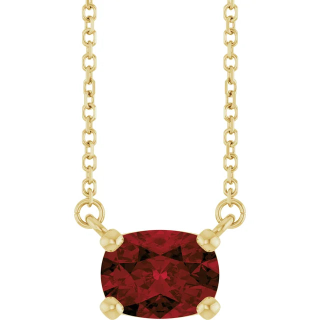 14KY Elongated Cushion Pendant Necklace