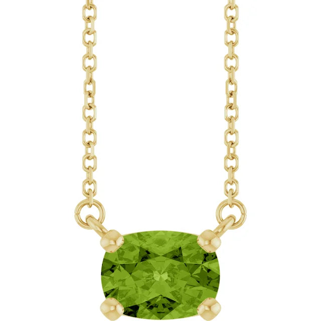 14KY Elongated Cushion Pendant Necklace