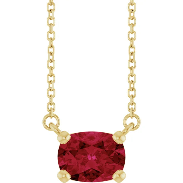 14KY Elongated Cushion Pendant Necklace