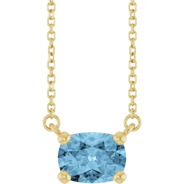 14KY Elongated Cushion Pendant Necklace