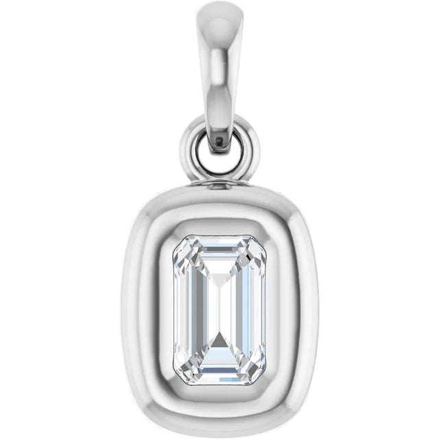 14K Emerald-Cut Diamond Mini Pendant