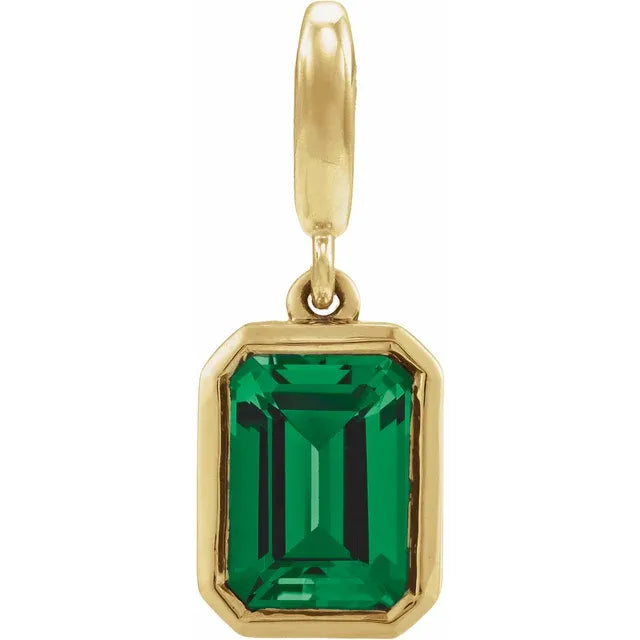 14K Emerald-Cut Gemstone Charm