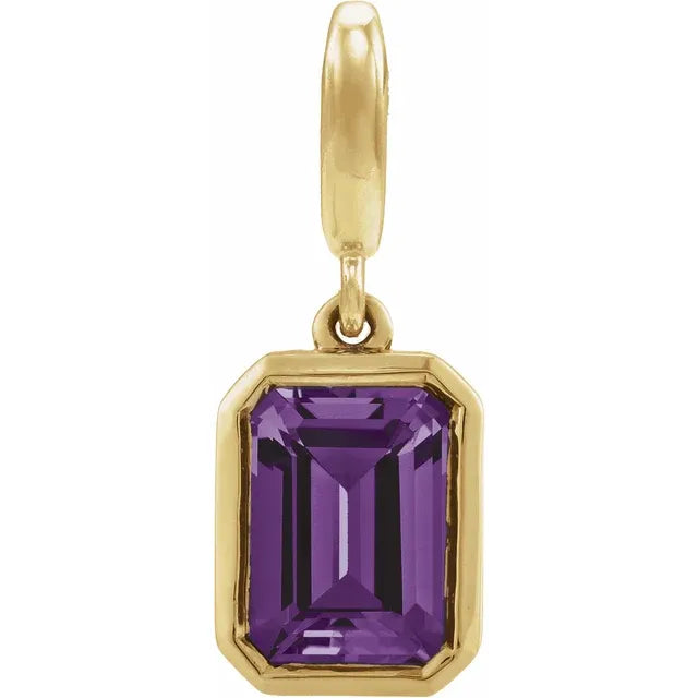 14K Emerald-Cut Gemstone Charm