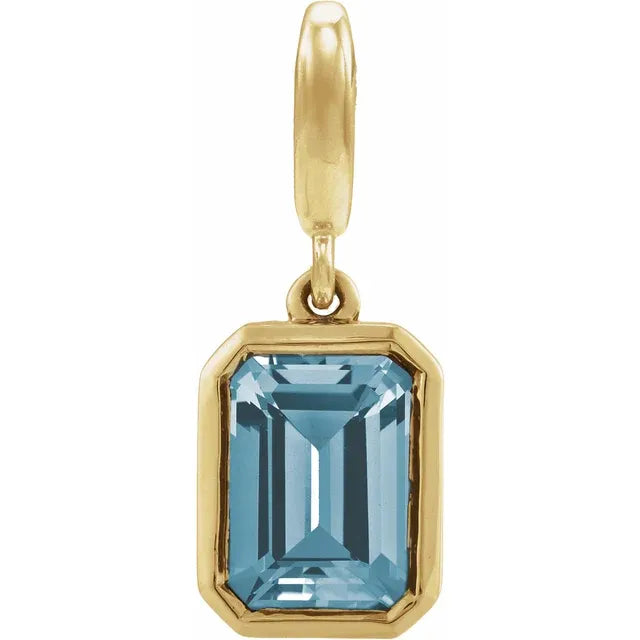 14K Emerald-Cut Gemstone Charm
