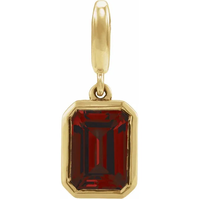 14K Emerald-Cut Gemstone Charm