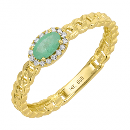 14KY Oval Gemstone &amp; Diamond Braided Ring