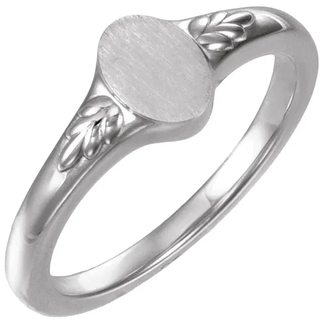 14K Engravable Wheat Pattern Signet Ring