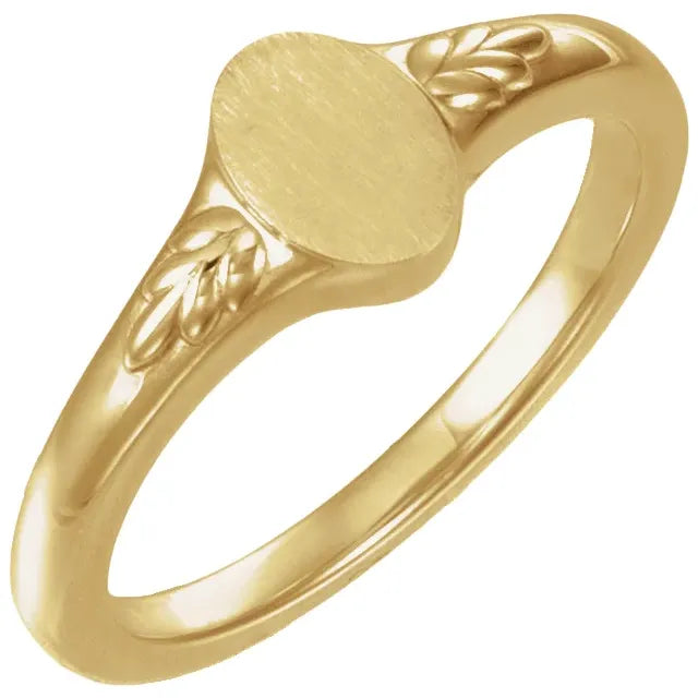 14K Engravable Wheat Pattern Signet Ring