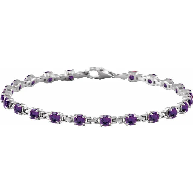 14K Gemstone Chain Link Line Bracelet
