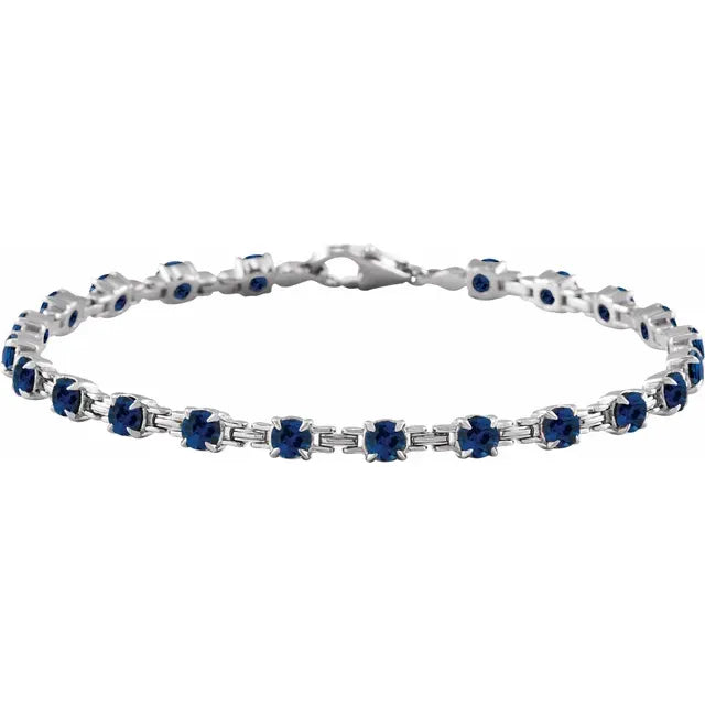 14K Gemstone Chain Link Line Bracelet