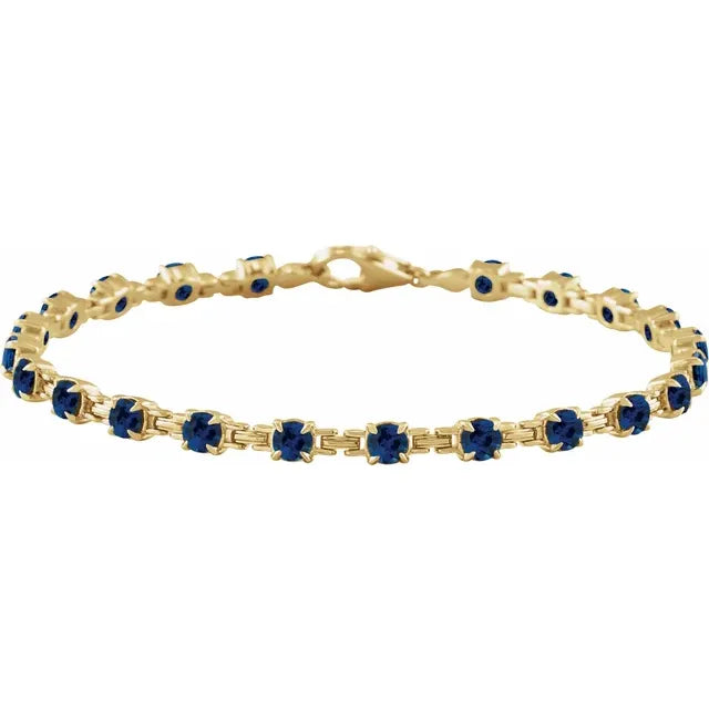14K Gemstone Chain Link Line Bracelet
