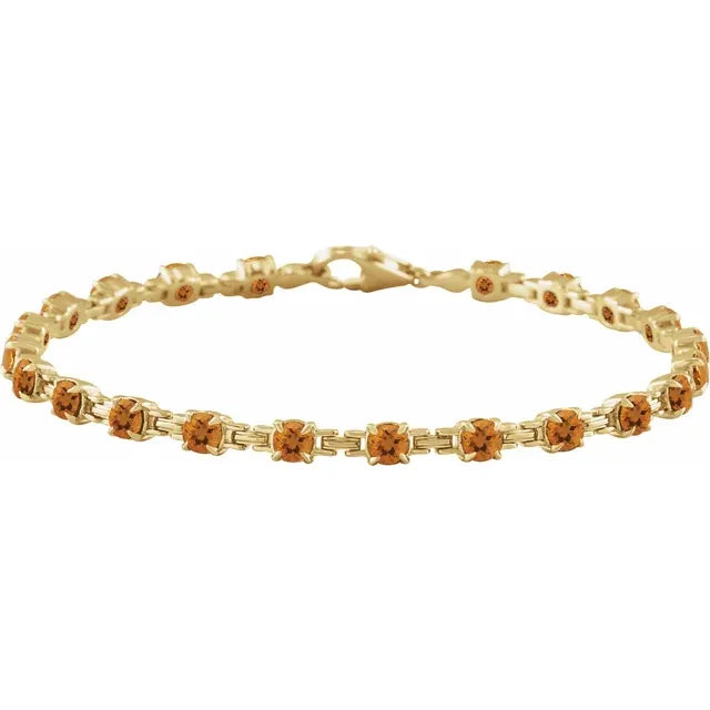 14K Gemstone Chain Link Line Bracelet