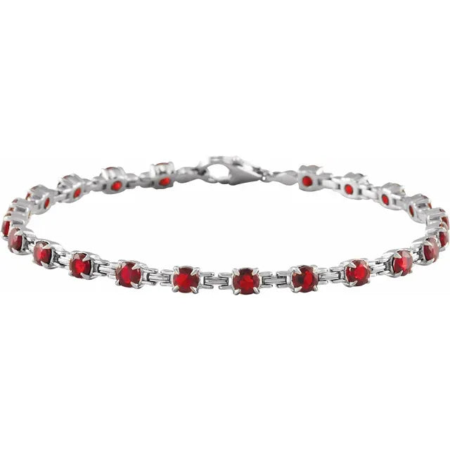 14K Gemstone Chain Link Line Bracelet