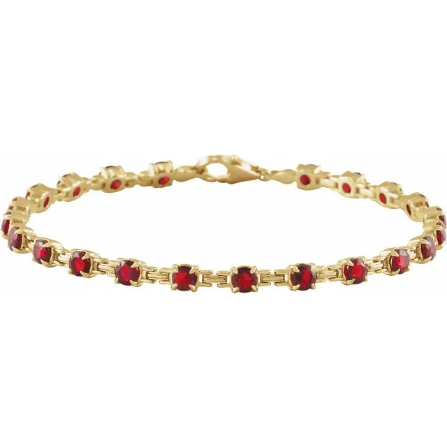 14K Gemstone Chain Link Line Bracelet