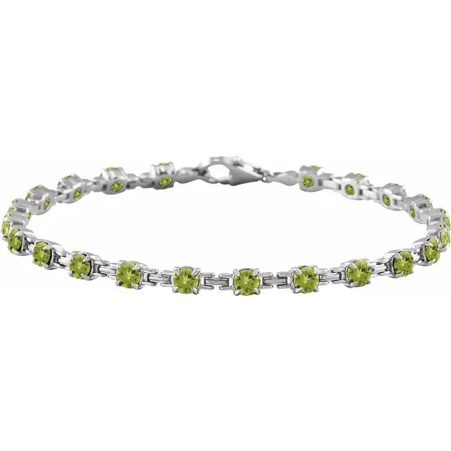 14K Gemstone Chain Link Line Bracelet