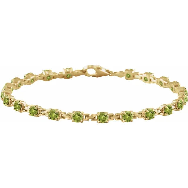 14K Gemstone Chain Link Line Bracelet