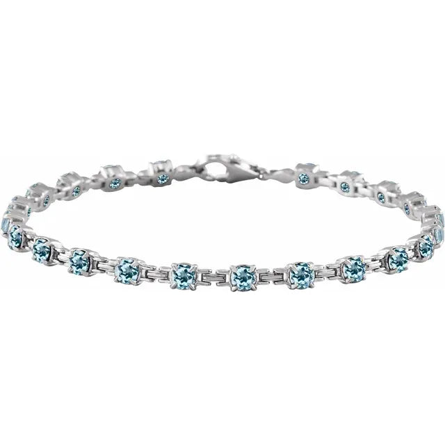 14K Gemstone Chain Link Line Bracelet