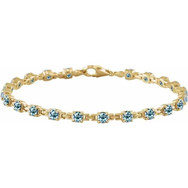 14K Gemstone Chain Link Line Bracelet