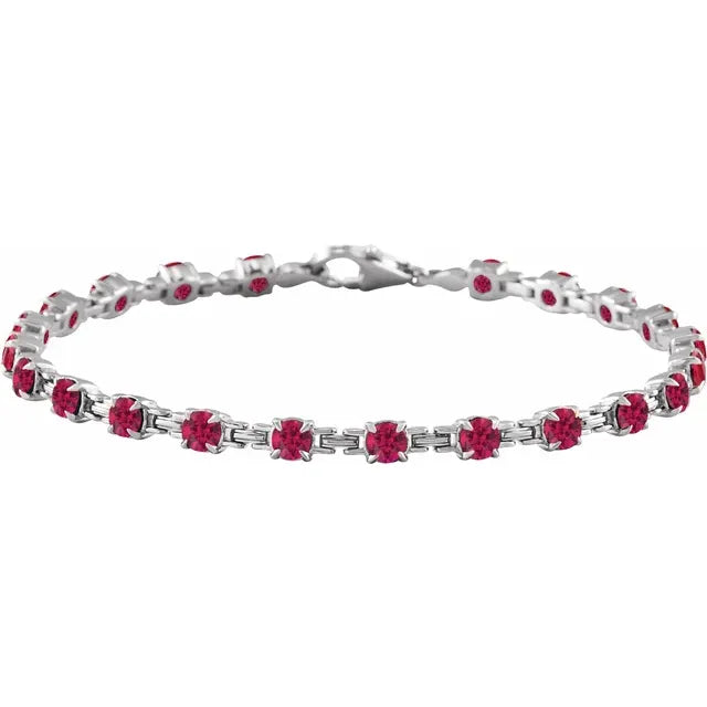 14K Gemstone Chain Link Line Bracelet