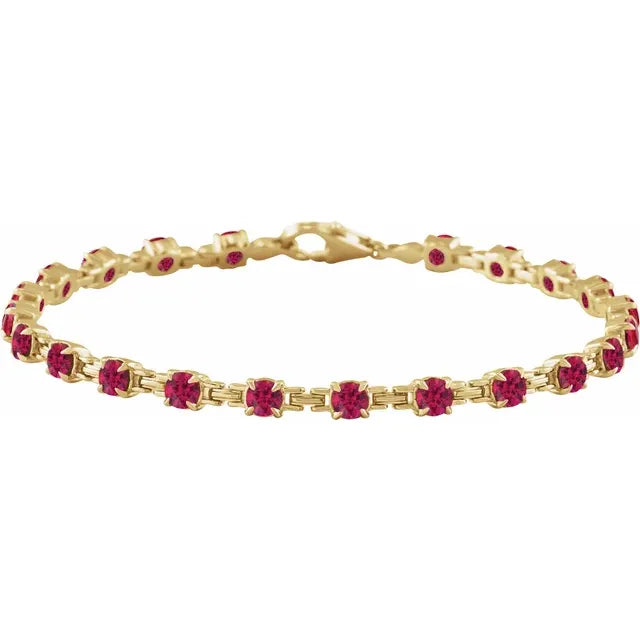 14K Gemstone Chain Link Line Bracelet