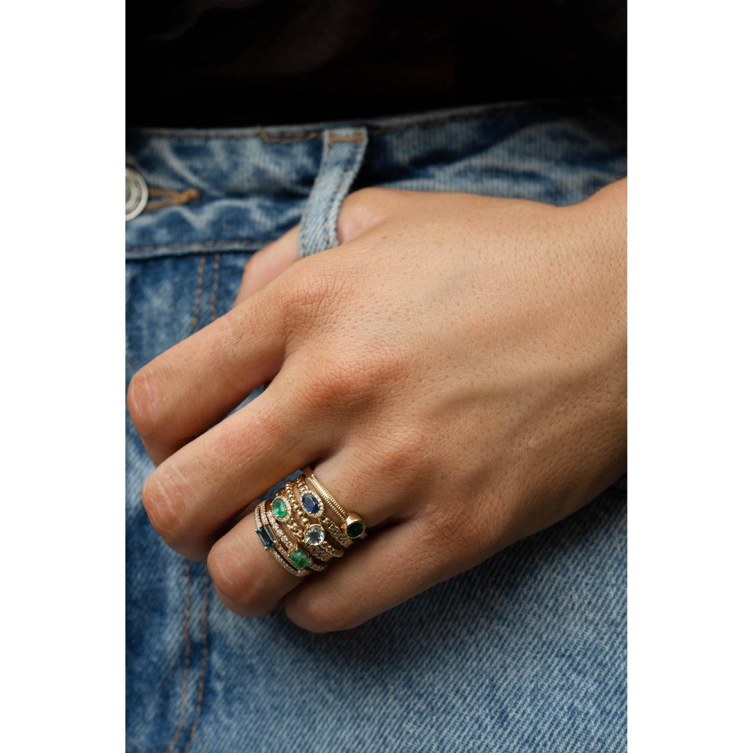 14K Gemstone &amp; Diamond Parallel Ring