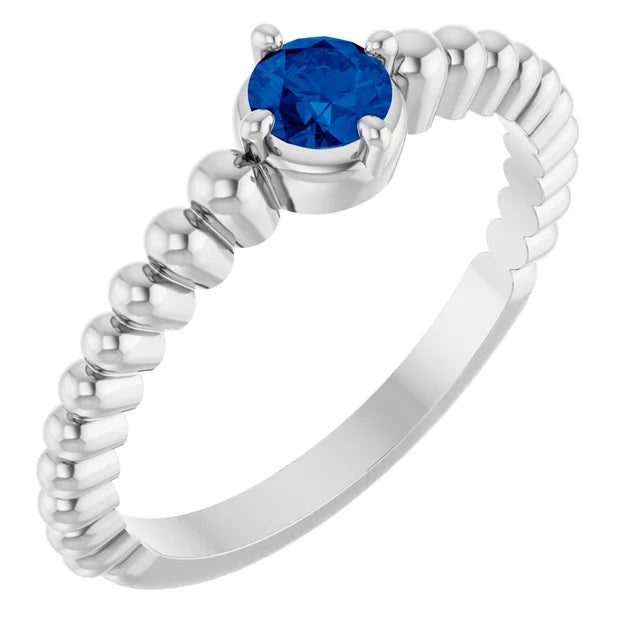 14K Gemstone Graduated Bead Ring