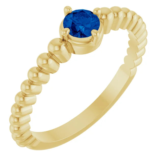 14K Gemstone Graduated Bead Ring