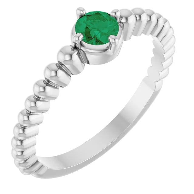 14K Gemstone Graduated Bead Ring
