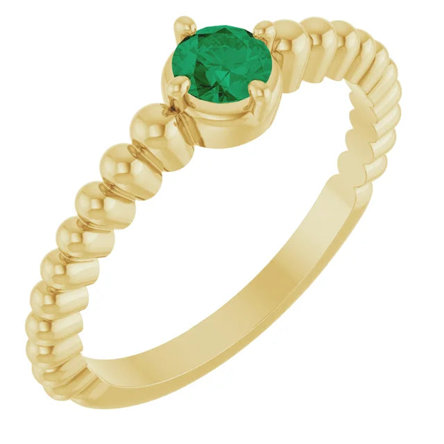 14K Gemstone Graduated Bead Ring