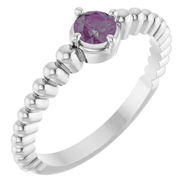 14K Gemstone Graduated Bead Ring