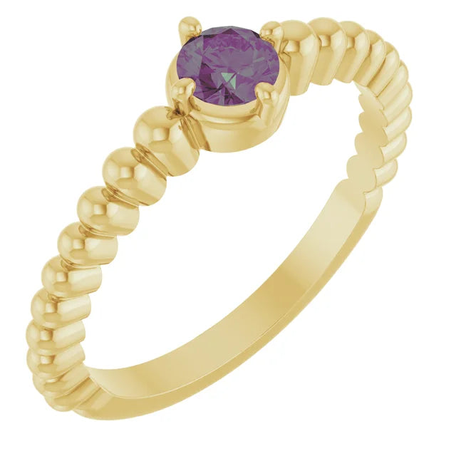 14K Gemstone Graduated Bead Ring
