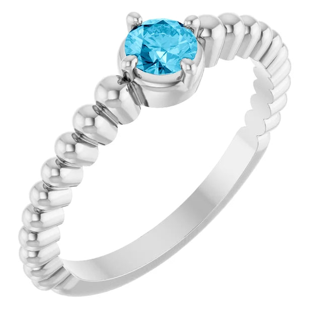 14K Gemstone Graduated Bead Ring