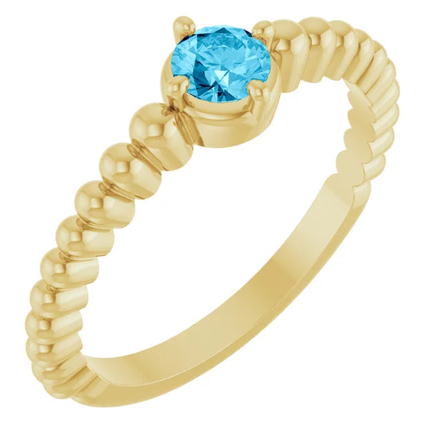 14K Gemstone Graduated Bead Ring