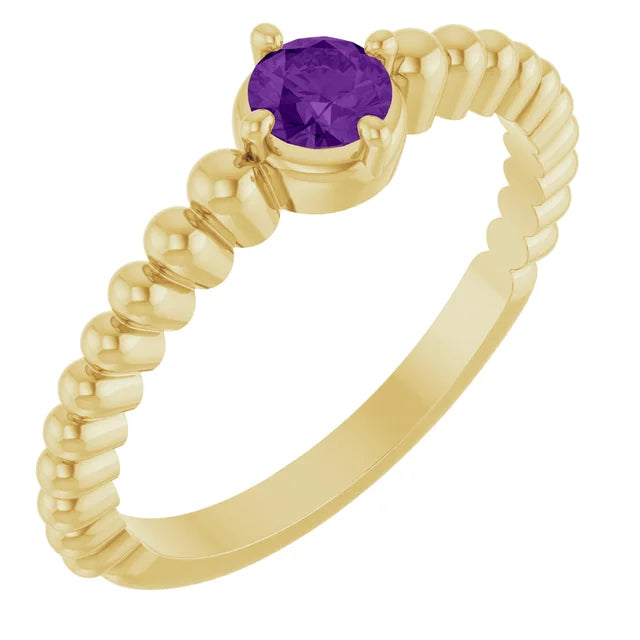 14K Gemstone Graduated Bead Ring
