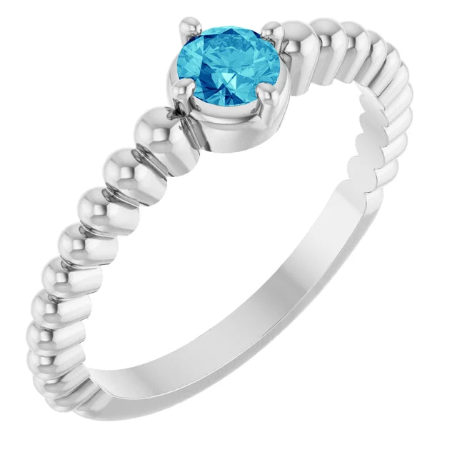 14K Gemstone Graduated Bead Ring