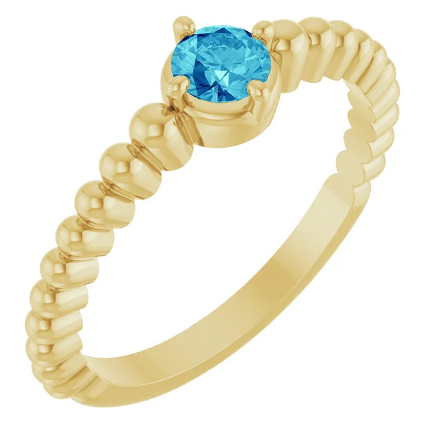 14K Gemstone Graduated Bead Ring