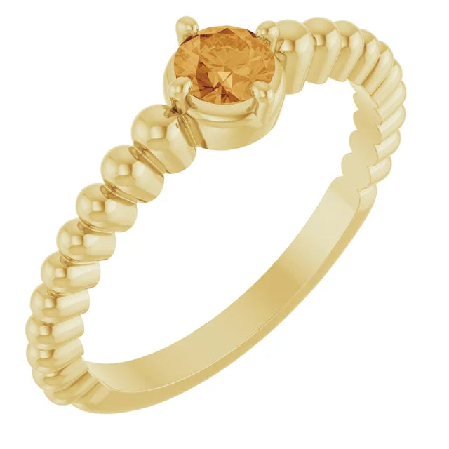 14K Gemstone Graduated Bead Ring