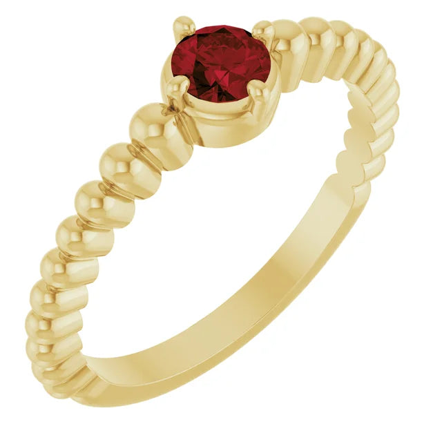 14K Gemstone Graduated Bead Ring