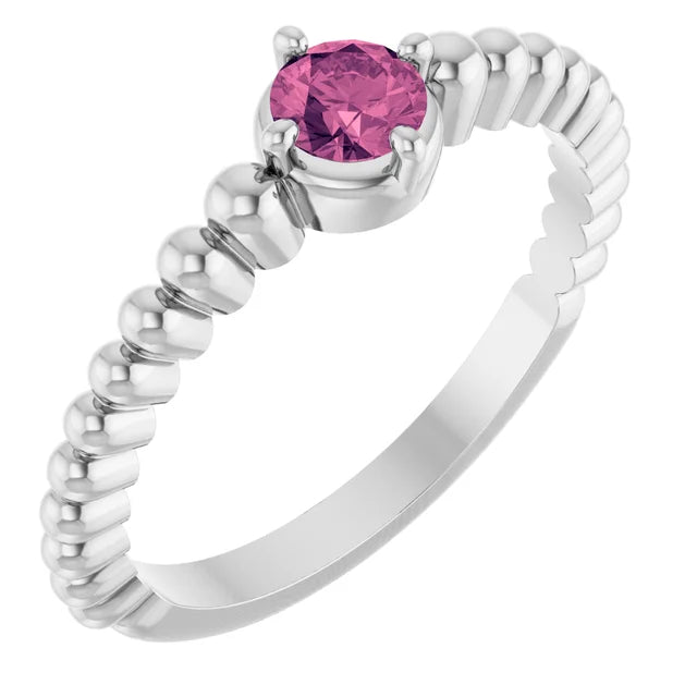 14K Gemstone Graduated Bead Ring