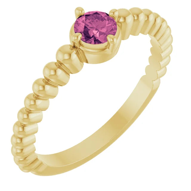14K Gemstone Graduated Bead Ring