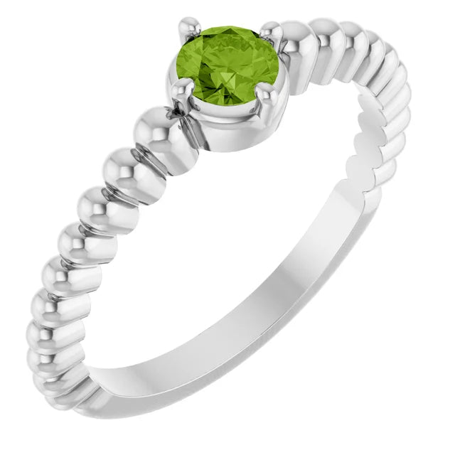 14K Gemstone Graduated Bead Ring