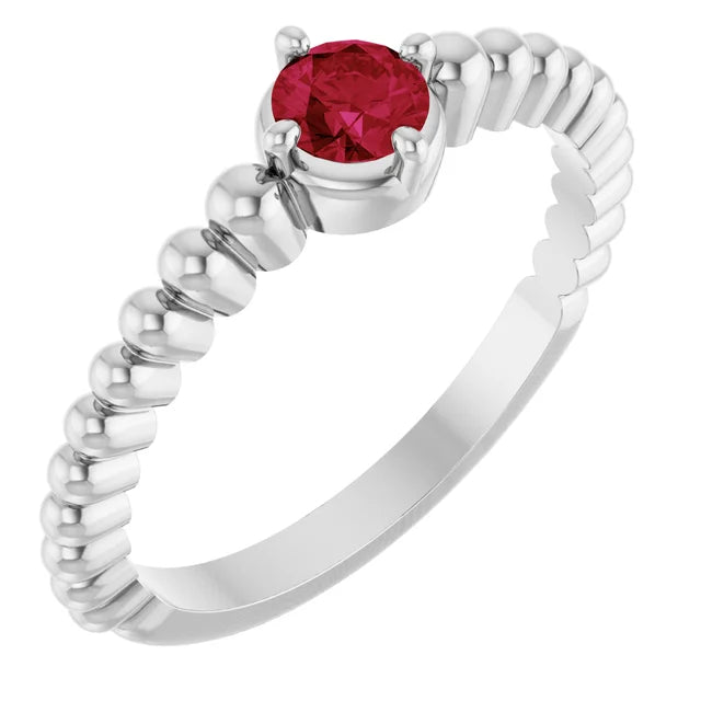 14K Gemstone Graduated Bead Ring