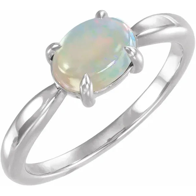 14K Gemstone Oval Cabochon Ring