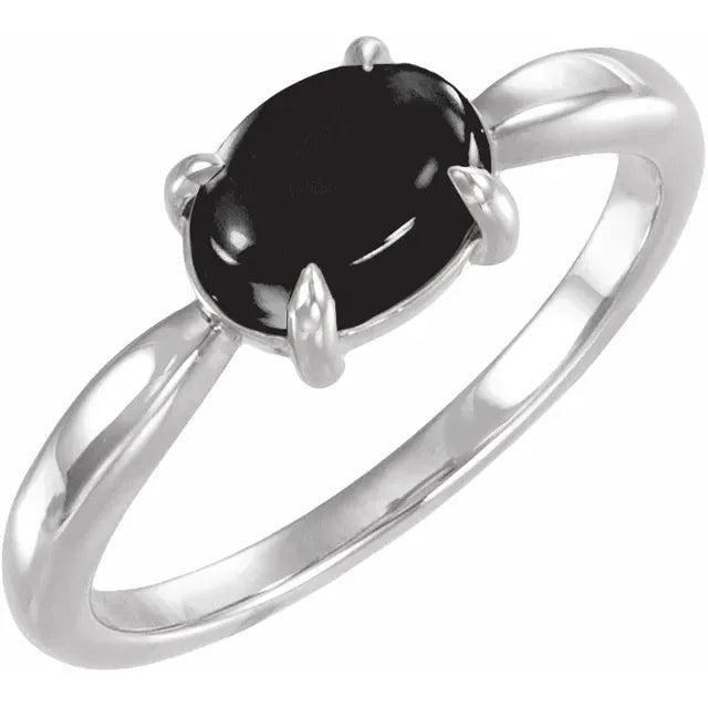 14K Gemstone Oval Cabochon Ring