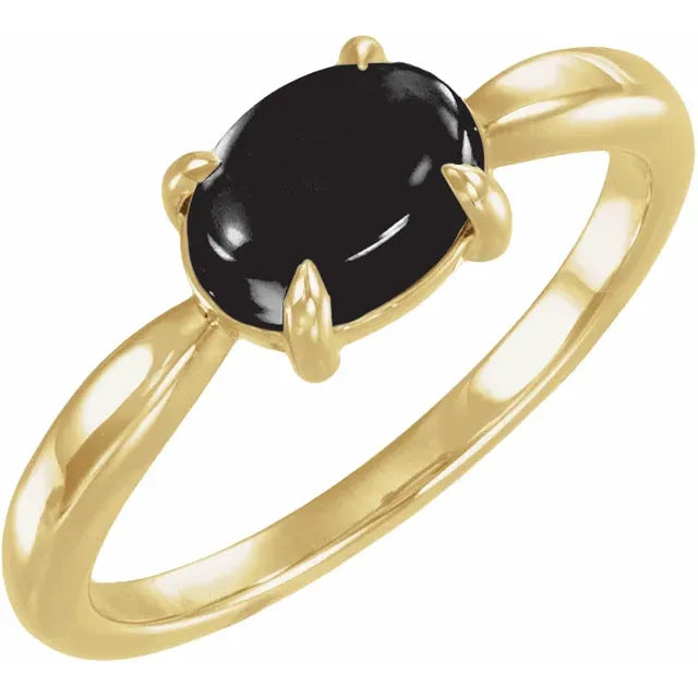 14K Gemstone Oval Cabochon Ring