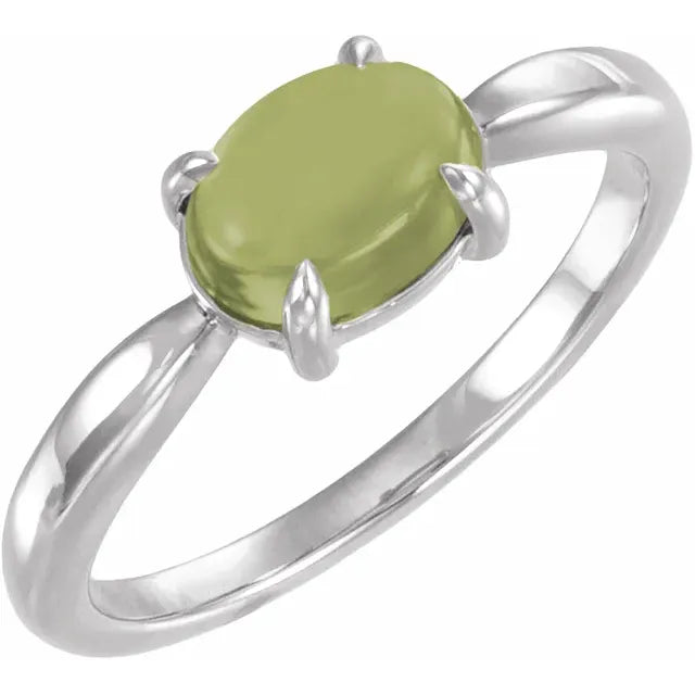 14K Gemstone Oval Cabochon Ring
