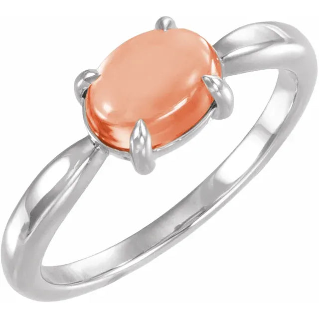 14K Gemstone Oval Cabochon Ring